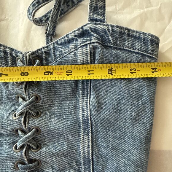 Social Tourist Denim Lace Up Cropped Corset Top Size XS‎ Womens - Picture 6 of 10